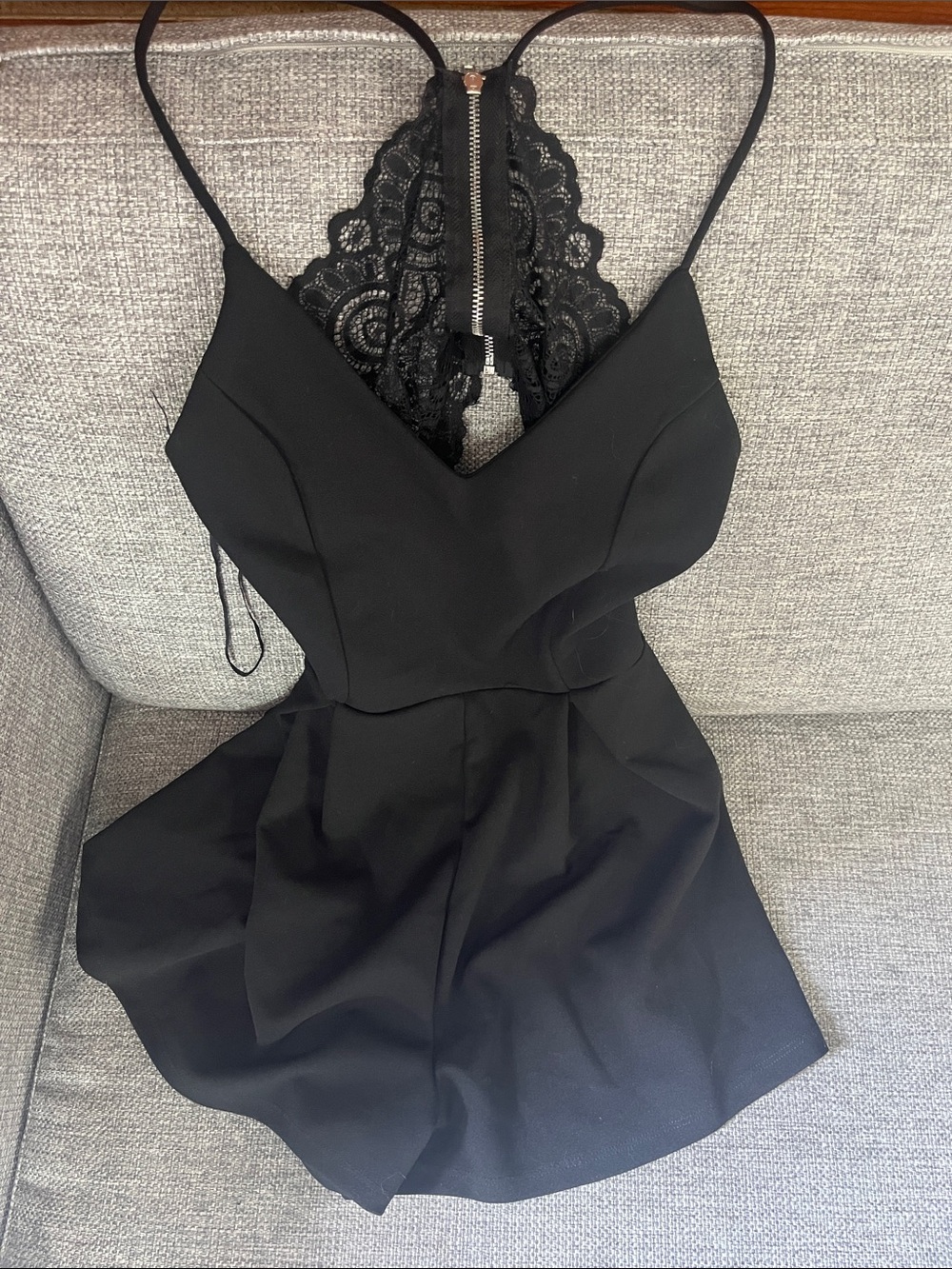 Mind Code Black Lace-Back Romper